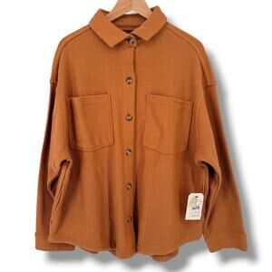 Billabong Everytime Button-Up Shacket Womens Size Large Sandalwood Shirt Jacket